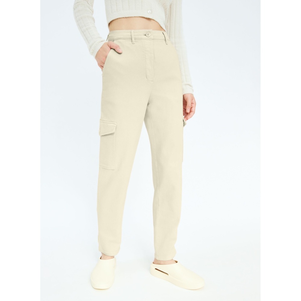 Wilfred Free Aritzia High Rise Tapered Cargo Pants Cream Adjustable Ankle Sz 0